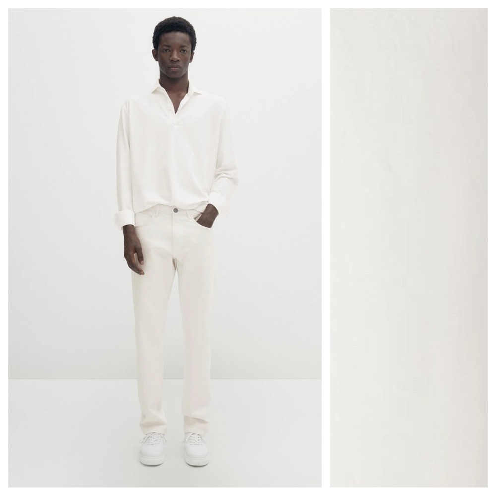Men's Straight-Leg Jeans in Off-White